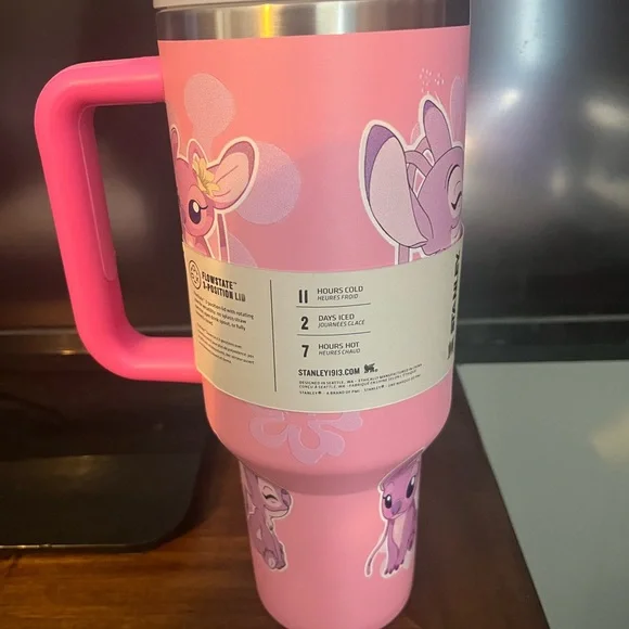 Stanley Pink Tumbler with Handle and Fun Design - Picture 2 of 2
